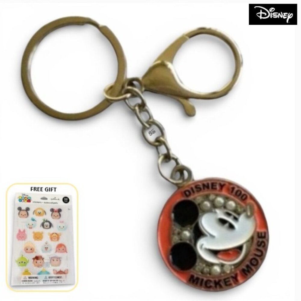 DISNEY 100 Mickey Mouse Collectible Pearl & Rhinestone Keychain Bag Charm - NWOT - Picture 11 of 12